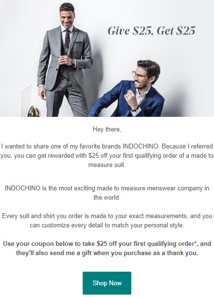 Indochino referral email