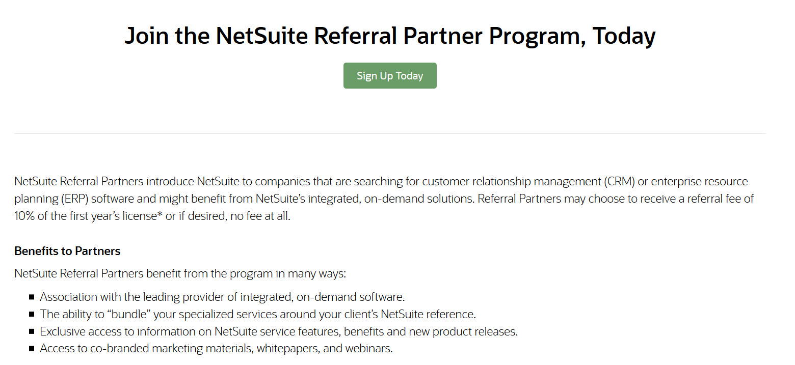 NetSuite referral program example