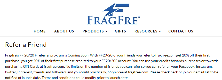 fragfre referral program announcement