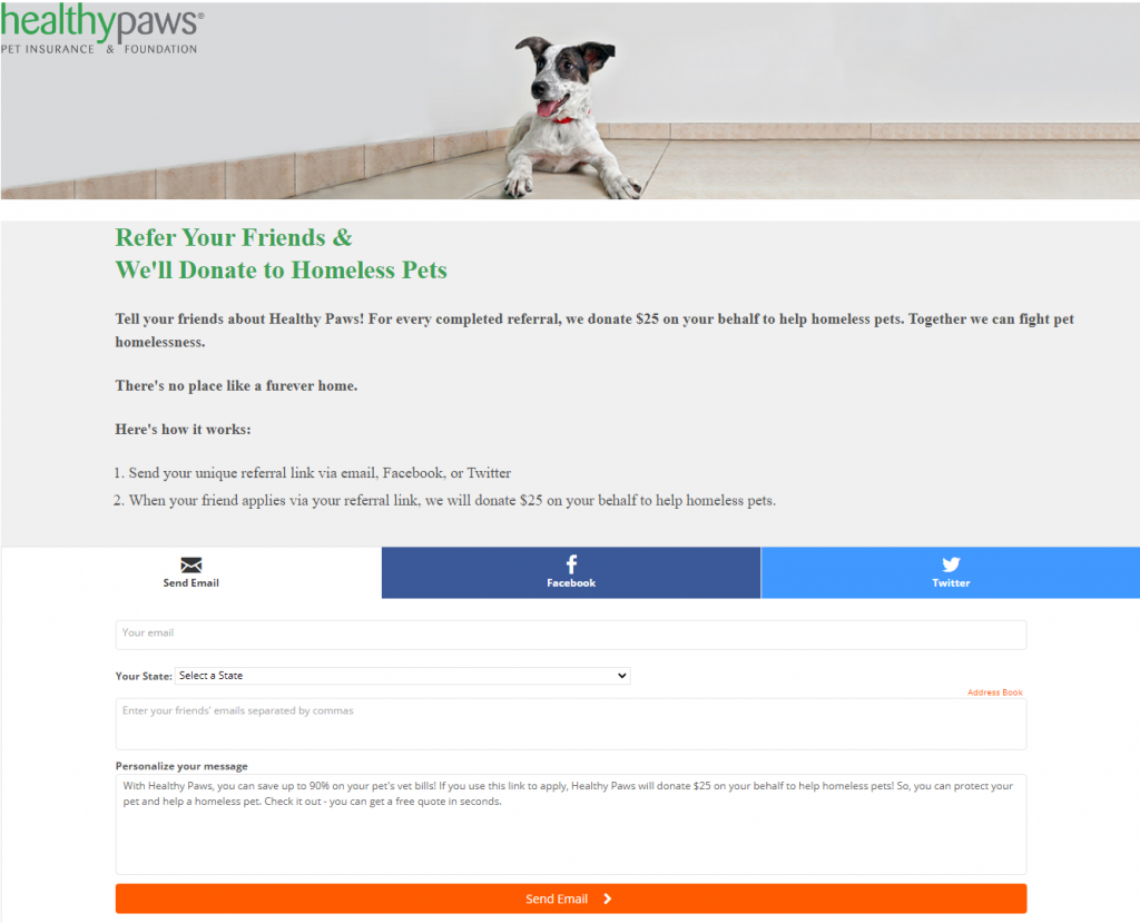charitable refer a friend program from HealthyPaws 