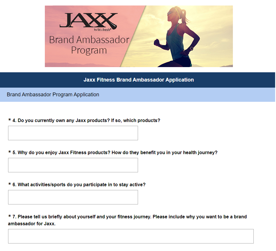 jaxx fitness ambassador application: how to ask someone to be a brand ambassador