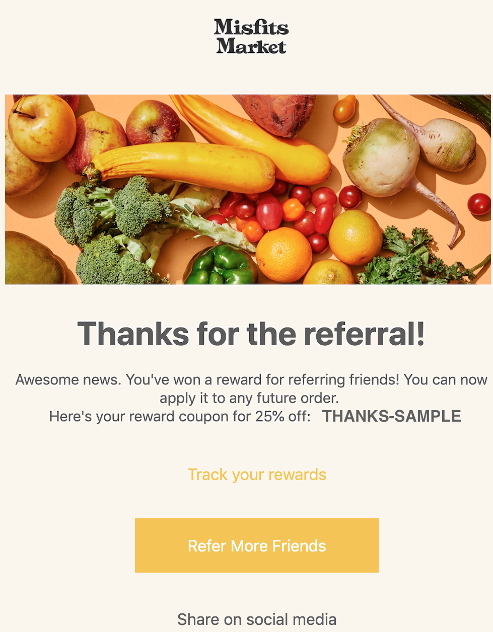 Misfits Market referral email