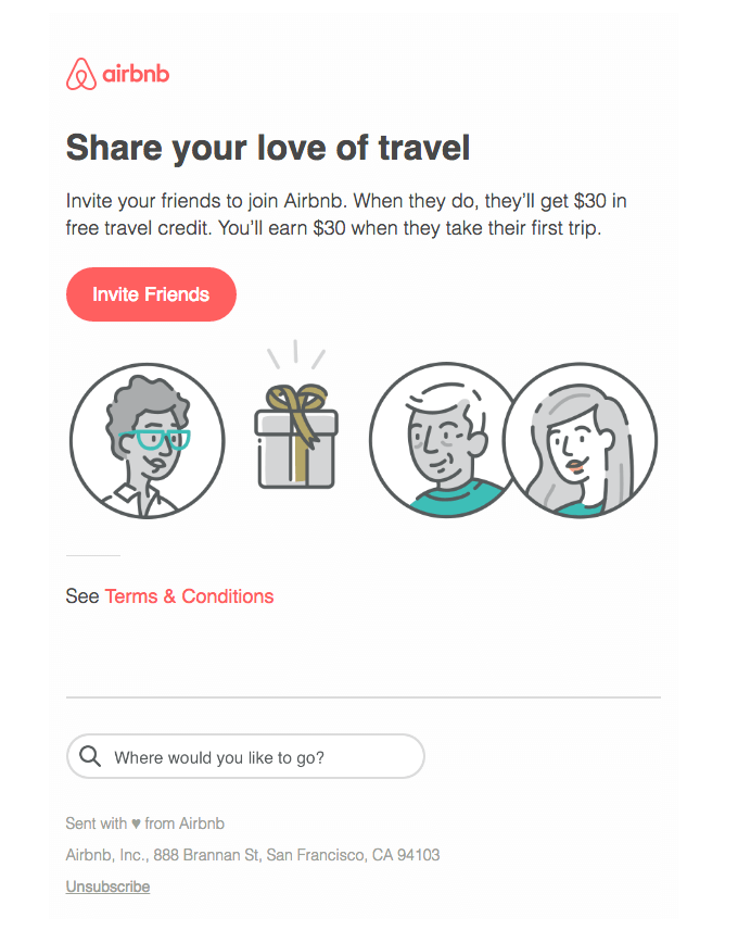 Airbnb referrral email
