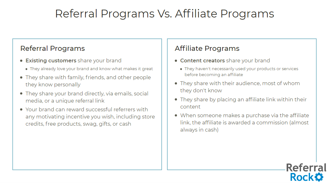 referral programs vs affiliate programs