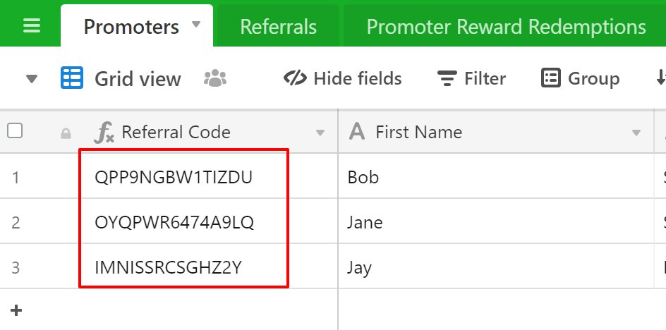 referral tracking promoters airtable